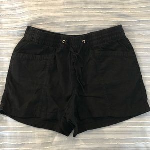 Black linen shorts